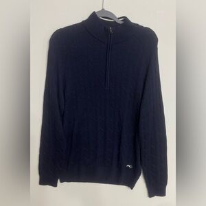 Kjus Pullover Mens Navy Cable Knit Cashmere Wool Blend Luxe Half Zip XL/54